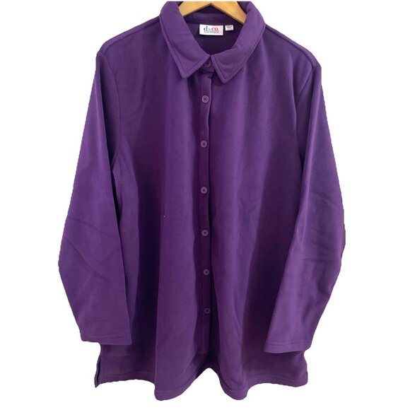 D&Co Womens Fleece Shirt Shacket Jacket Size 2X Purple Button Front Cozy NEW - Picture 1 of 9